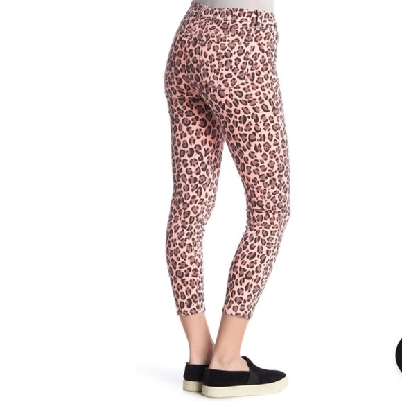 J Brand Mid Rise Cropped Skinny Jeans Jaguar Print Pink Leopard Size 23 NWT $228 - Picture 2 of 6